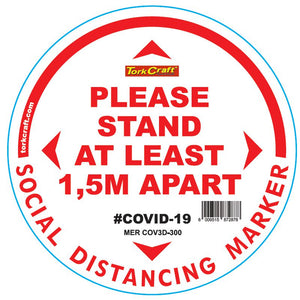WHITE 1.5M APART - 300MM ROUND SOCIAL DISTANCING GRAPHIC