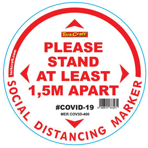 WHITE 1.5M APART - 400MM ROUND SOCIAL DISTANCING GRAPHIC