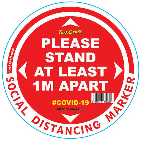 RED 1M APART - 300MM ROUND SOCIAL DISTANCING GRAPHIC