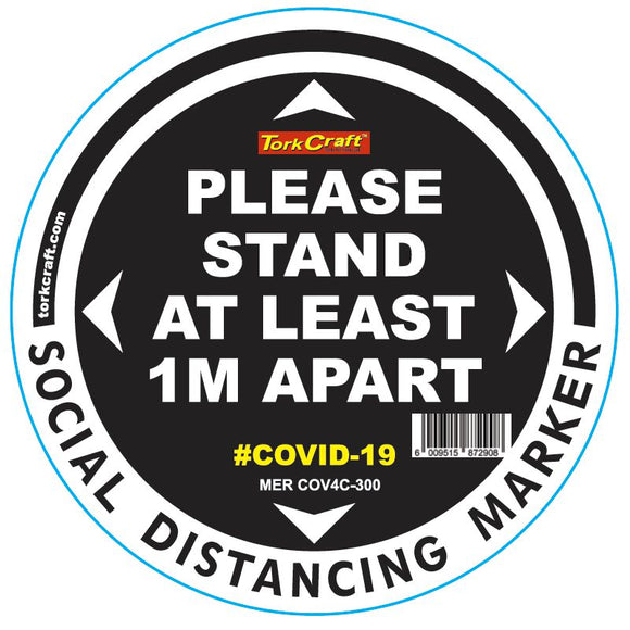 BLACK 1M APART - 300MM ROUND SOCIAL DISTANCING GRAPHIC