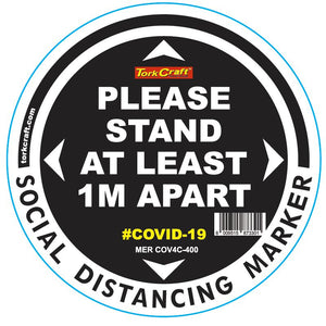 BLACK 1M APART - 400MM ROUND SOCIAL DISTANCING GRAPHIC