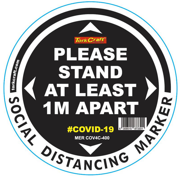 BLACK 1M APART - 400MM ROUND SOCIAL DISTANCING GRAPHIC