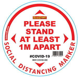 WHITE 1M APART - 300MM ROUND SOCIAL DISTANCING GRAPHIC