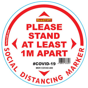 WHITE 1M APART - 400MM ROUND SOCIAL DISTANCING GRAPHIC
