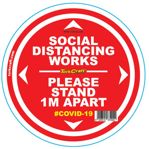 DOUBLE RED 1M APART - 300MM ROUND SOCIAL DISTANCING GRAPHIC