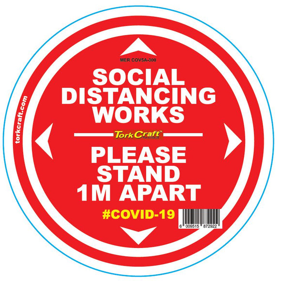 DOUBLE RED 1M APART - 300MM ROUND SOCIAL DISTANCING GRAPHIC