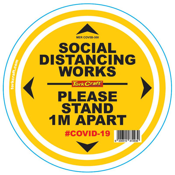 DOUBLE YELLOW 1M APART - 300MM ROUND SOCIAL DISTANCING GRAPHIC
