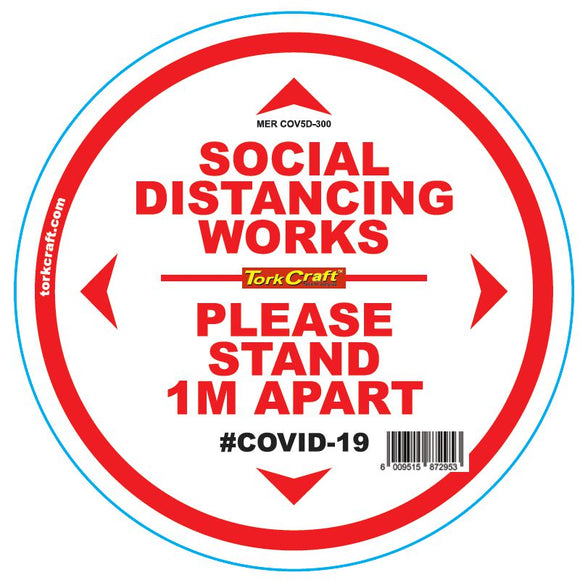 DOUBLE WHITE 1M APART - 300MM ROUND SOCIAL DISTANCING GRAPHIC