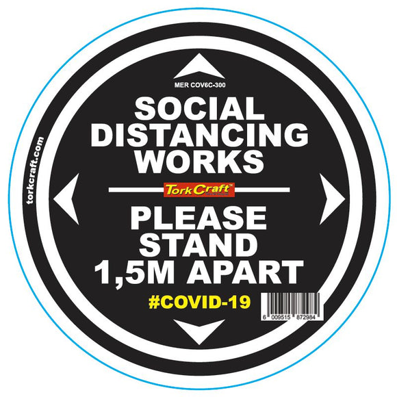 DOUBLE BLACK 1.5M APART - 300MM ROUND SOCIAL DISTANCING GRAPHIC