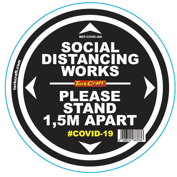 DOUBLE BLACK 1.5M APART - 400MM ROUND SOCIAL DISTANCING GRAPHIC