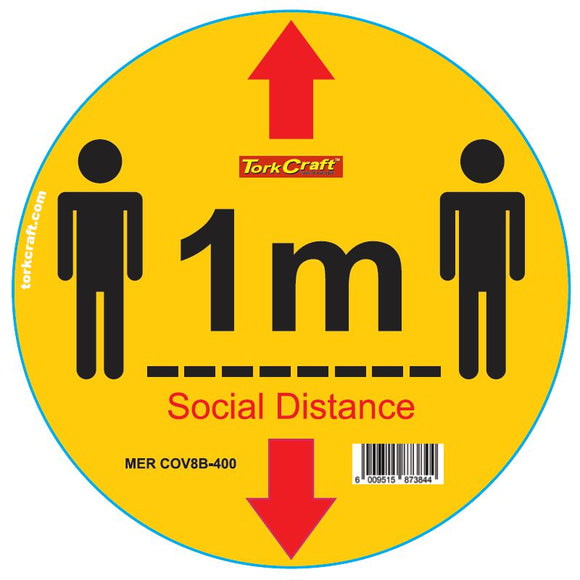 YELLOW 1M DBL ARROW - 400MM ROUND SOCIAL DISTANCING GRAPHIC