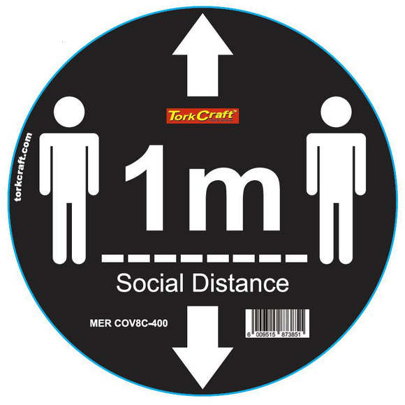BLACK 1M DBL ARROW - 300MM ROUND SOCIAL DISTANCING GRAPHIC