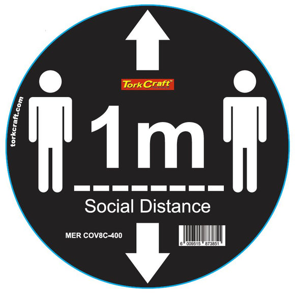 BLACK 1M DBL ARROW - 400MM ROUND SOCIAL DISTANCING GRAPHIC
