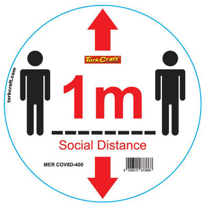 WHITE 1M DBL ARROW - 300MM ROUND SOCIAL DISTANCING GRAPHIC