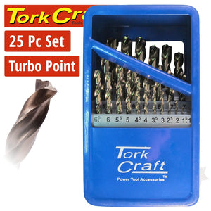 DRILL BIT SET 25PCS 1-13MM x 0.5 MM TURBO POINT