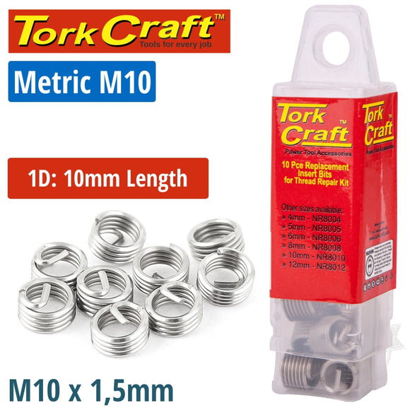 THREAD REPAIR KIT M10 X 1D REPLACEMENT INSERTS 5PCE