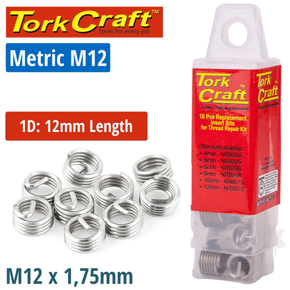 THREAD REPAIR KIT M12 X 1D REPLACEMENT INSERTS 5PCE