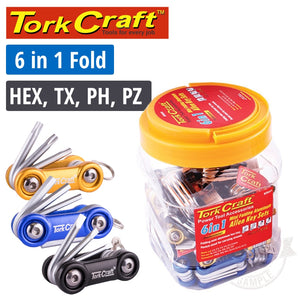 ALUMINIUM MINI FOLDING KEY SETS X30 PER JAR HEX. TORX. PH & PZ