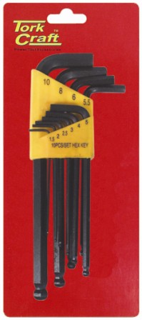 HEX KEY SET 10PC BALL POINT 1.5-10MM CARDED CR-V