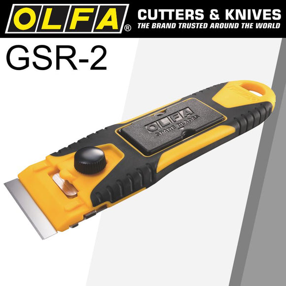 OLFA COMPACT SLIM GLASS SCRAPER S/STEEL BLADE 40MMX18MM INC 6 BLADES