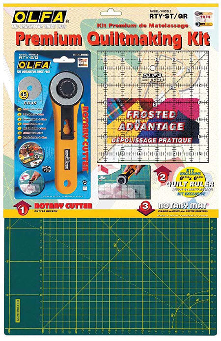 OLFA QUILTING KIT WITH ROTARY CUTTER&RULE & MAT