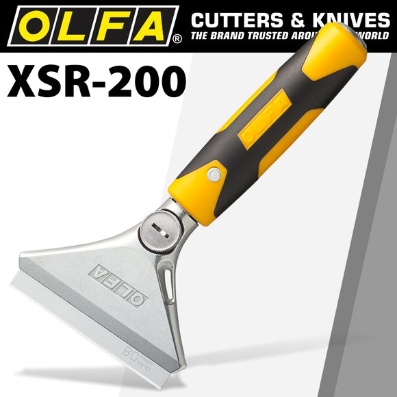 OLFA HEAVY DUTY SCRAPER 200MM WITH 0.8MM BLADE AND SAFETY BLADE COVER