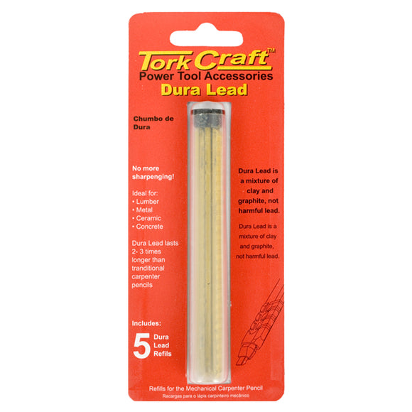 CARPENTERS PENCIL DURA LEAD REFILL 5PC YELLOW