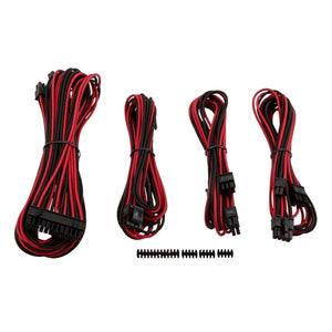 corsair CP-8920148 Red+blacK premium individually sleeved flexible paracorded modular cable starter kit with 4x cable combs