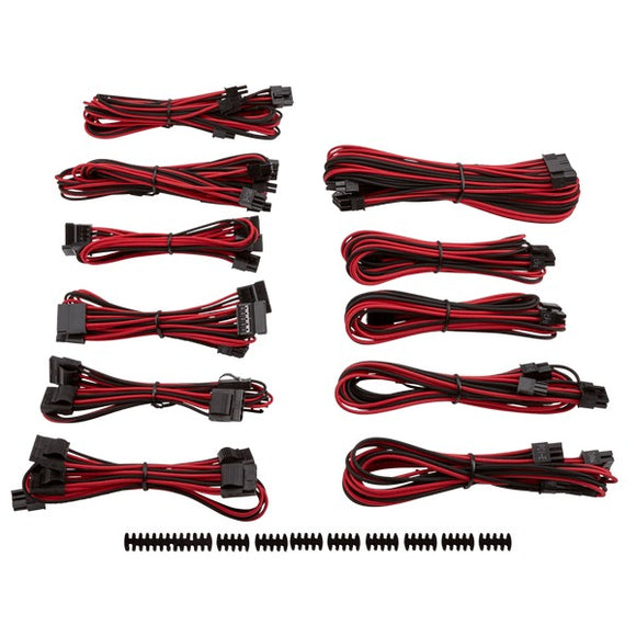 corsair CP-8920155 Red+blacK premium individually sleeved flexible paracorded modular cable Pro kit with 9x cable combs