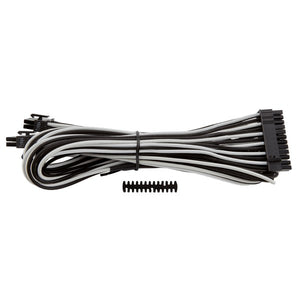 Corsair CP-8920163 White+blacK premium individually sleeved flexible paracorded cable with cable comb - 24pin ATX , 610mm with 1 connector - for RMX series ; RMi series, SF series