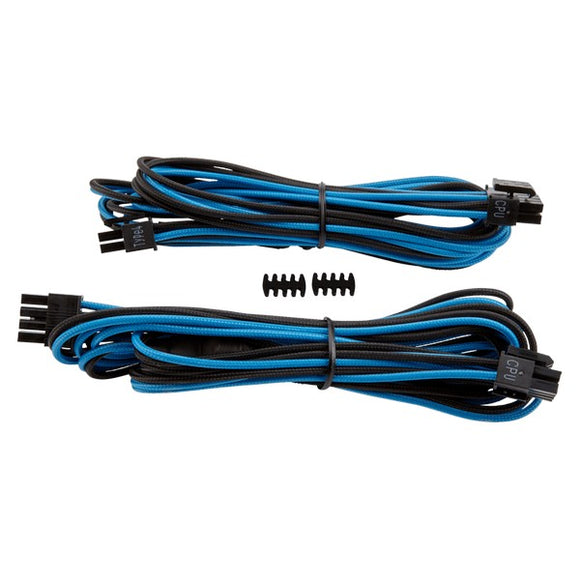 corsair CP-8920171 bLue+blacK premium individually sleeved flexible paracorded cable with 2x cable combs