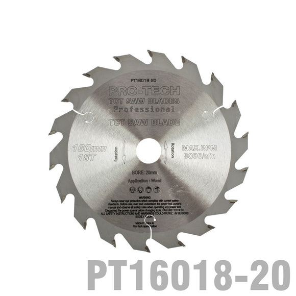 SAW BLADE TCT 160X2.2X20X18T WOOD PROF. PRO-TECH FES. TS55 PW1