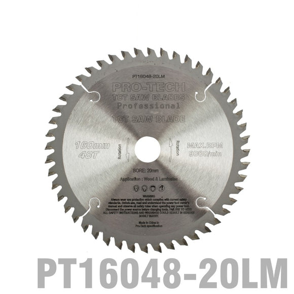 SAW BLADE TCT 160X2.2X20X48T WOOD PROF. PRO-TECH FES. TS55 PW1