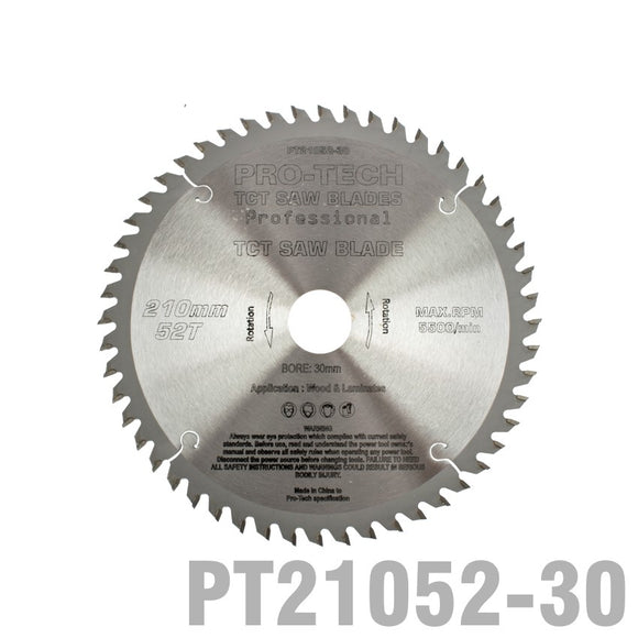 SAW BLADE TCT 210X2.4X30X52T WOOD PROF. PRO-TECH FES. TS75