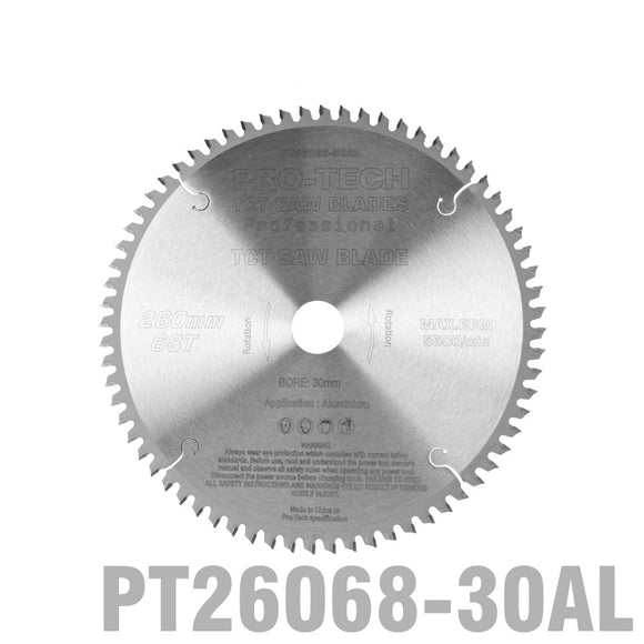 SAW BLADE TCT 260X2.4X30X68T ALUMINIUM PROF. PRO-TECH FES. KAPEX