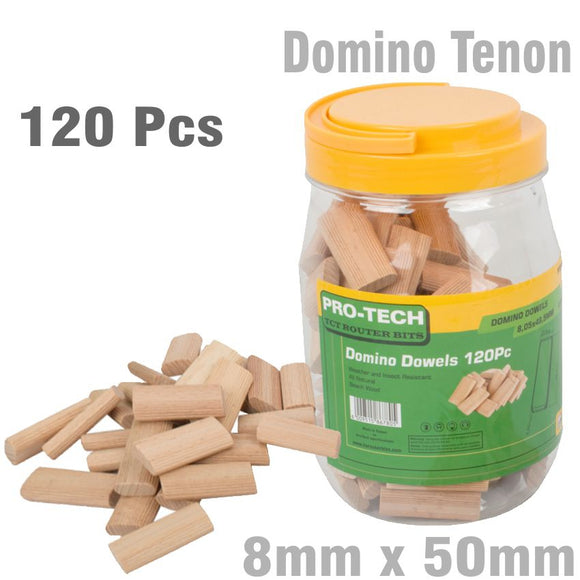 DOMINO TENON 8X50MM 120PC JAR BEECH WOOD