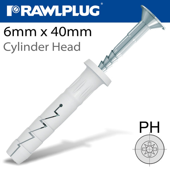 HAMMER-IN FIXING 6X40MM CYL HEAD X300 PER JAR