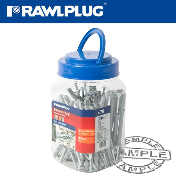 HAMMER-IN FIXING 8X100MM CYL HEAD WITH SCREWS X70 PER JAR