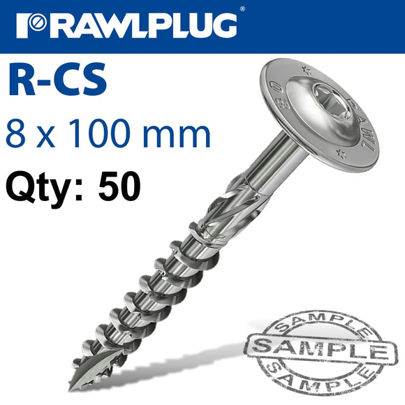 TIMBER CONSTRUCTION SCREW 8.0 X 100MM X50-BOX TORX T40