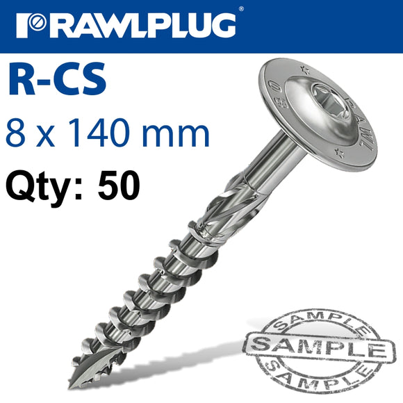 TIMBER CONSTRUCTION SCREW 8.0 X 140MM X 50-BOX TORX T40