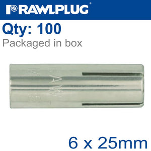 DROP IN WEDGE ANCHOR 6X25MM X100 -BOX 8MM DRILL
