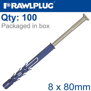 NYL FRAME FIXING ZF+ CSK SCREW 8.0MMX80MM X100 -BOX