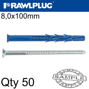 NYL FRAME FIXING ZP + CSK SCREW 8.0MMX100MM X50 -BOX