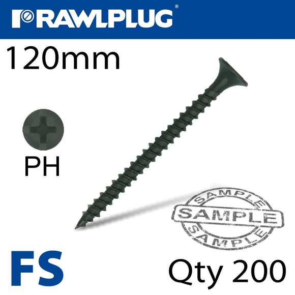 DRYWALL SCREW FINE THREAD 4.8MMX120MM X200-BOX