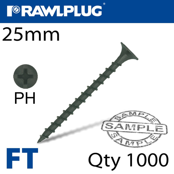 DRYWALL SCREW COARSE THREAD 3.5MMX25MM X1000-BOX