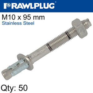 STAINLESS STEEL THROUGHBOLT M10X095MM X50-BOX
