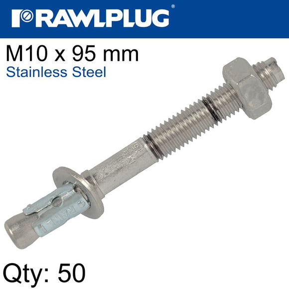STAINLESS STEEL THROUGHBOLT M10X095MM X50-BOX