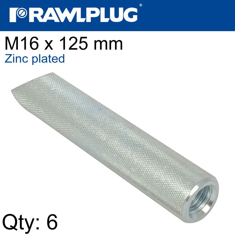 INTERNALY THREADED SOCKETS M16X125 ZINC PLATED, CLASS 5.8 BOX OF 6 ...