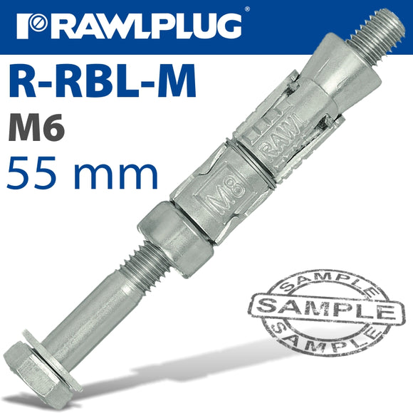 RAWLBOLT M6X55X10MM X50-BOX (12MM HOLE)