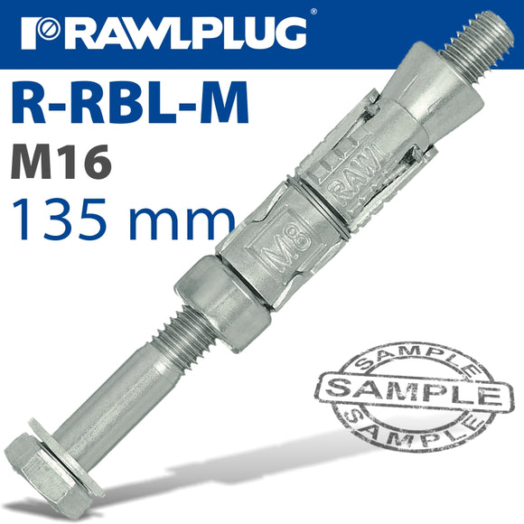 RAWLBOLT M16X135X15MM X10-BOX (25MM HOLE)